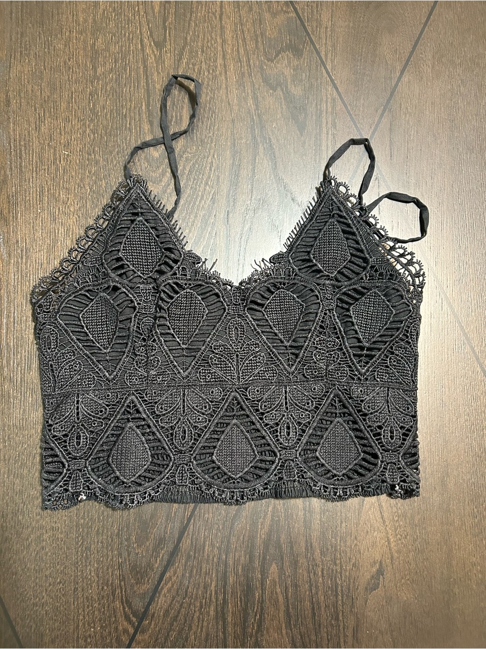 Say What? Black Crochet Lace Crop Cami